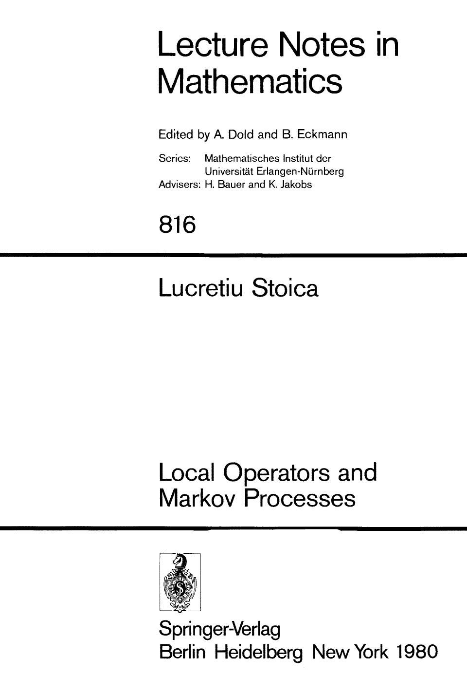 Local Operators and Markov Processes