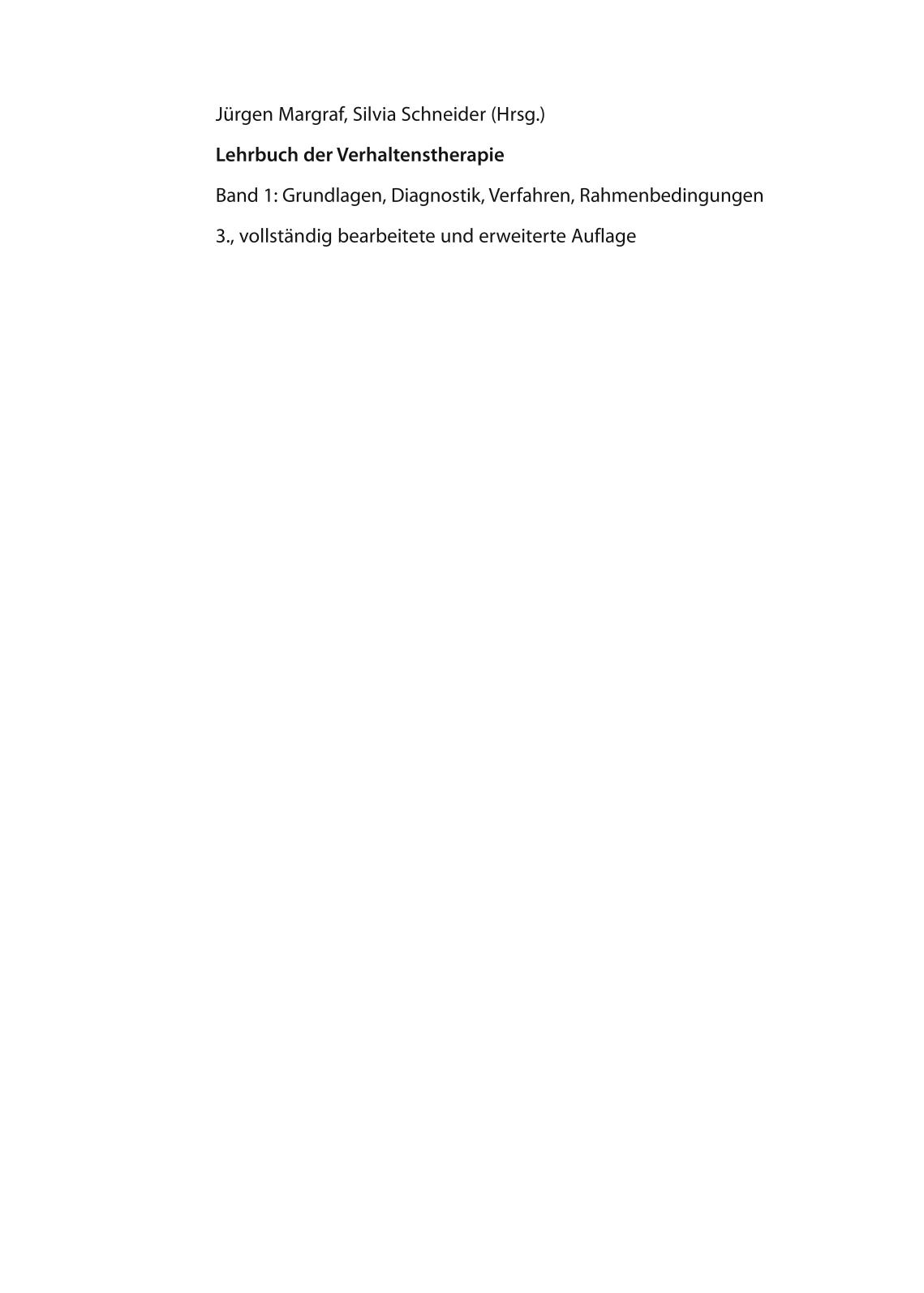 Lehrbuch der Verhaltenstherapie : 1 - Grundlagen Und Verfahren.