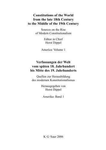 National Constitutions / State Constitutions (Alabama - Frankland) / Nationale Verfassungen / Staatsverfassungen (Alabama - Frankland)