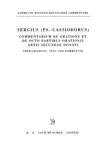 Commentarium de Oratione Et de Octo Partibus Orationis Artis Secundae Donati