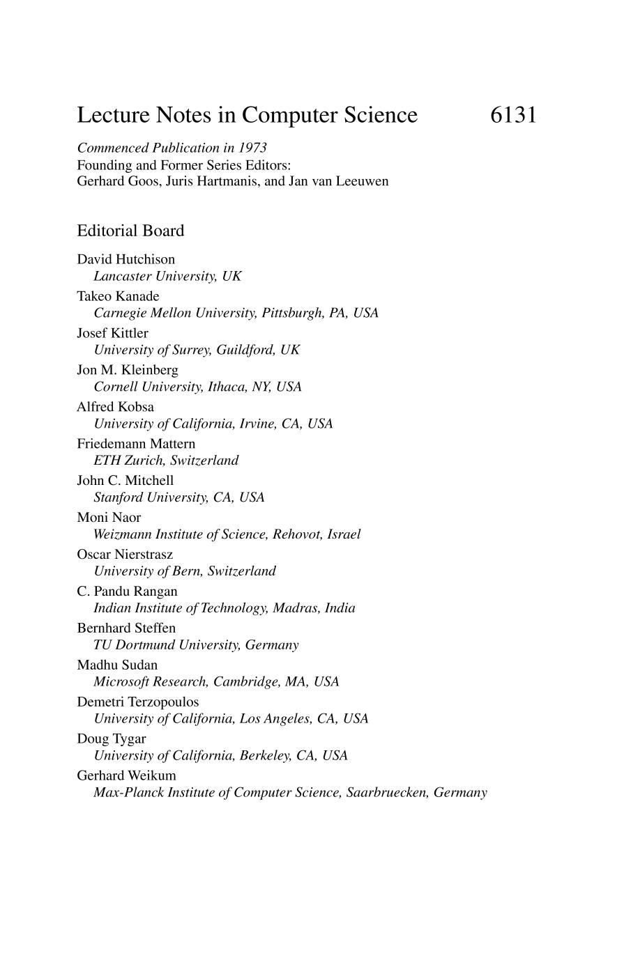 Distributed Computing in Sensor Systems : 6th IEEE International Conference, DCOSS 2010, Santa Barbara, CA, USA, June 21-23, 2010, Proceedings