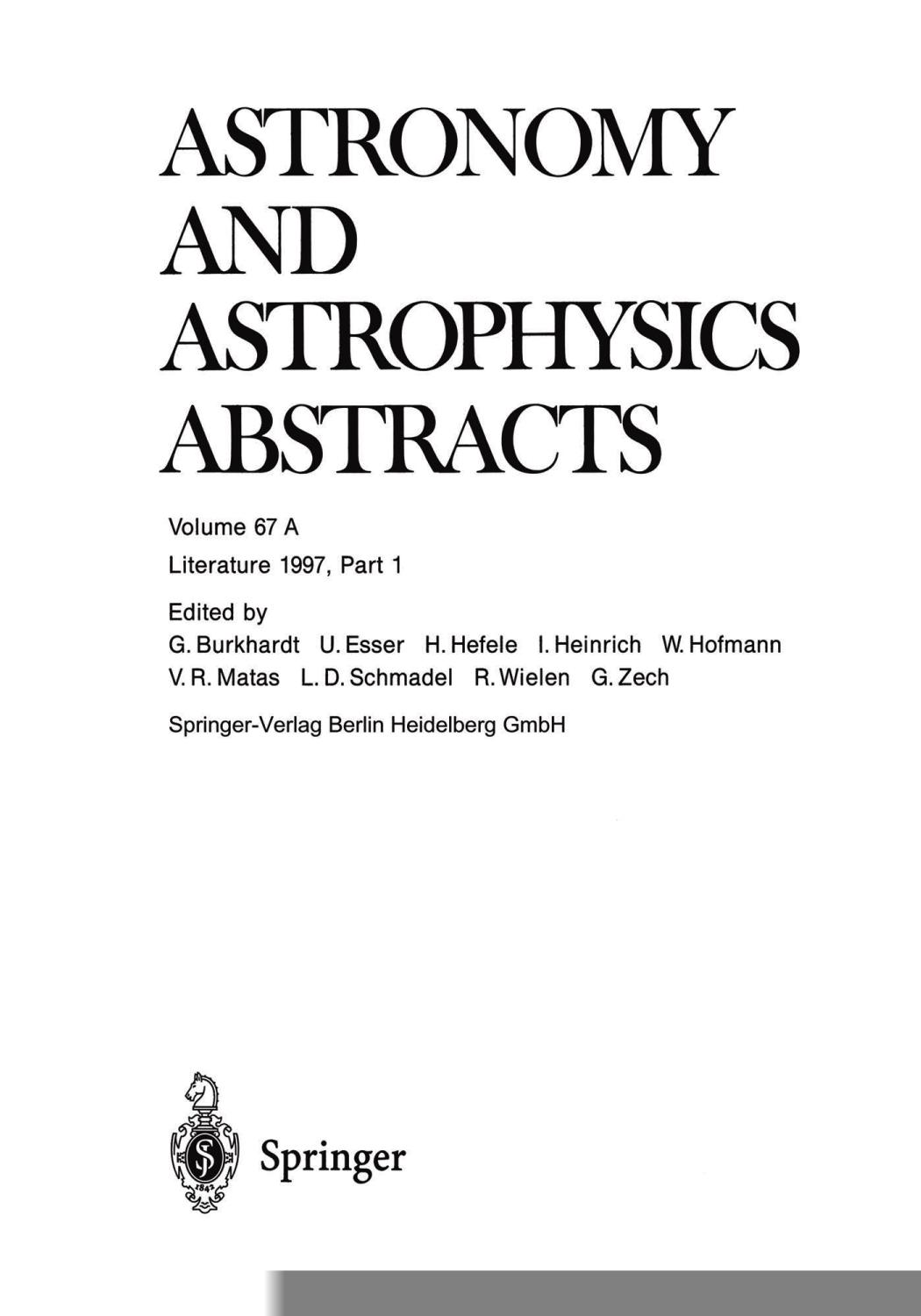 Astronomy and astrophysics abstracts/ literature 1997.