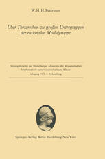 Über Thetareihen zu großen Untergruppen der rationalen Modulgruppe Vorgelegt in der Sitzung vom 15. Januar 1972