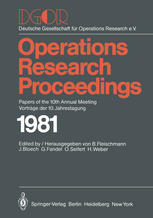 DGOR : Papers of the 10th Annual Meeting/Vorträge der 10. Jahrestagung