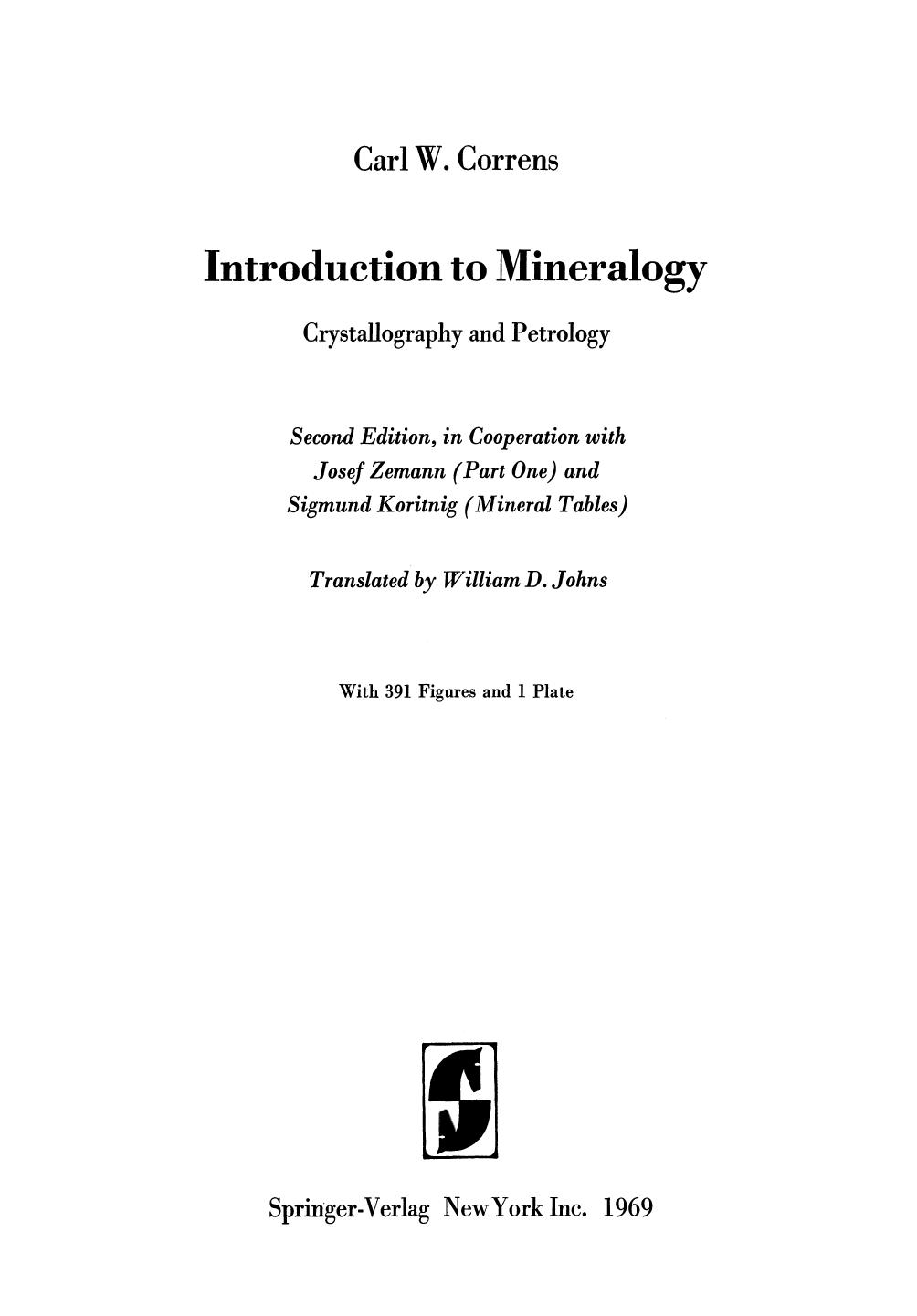 Introduction to Mineralogy : Crystallography and Petrology