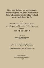 Eine neue Methode zur angenäherten Bestimmung der von einem Abnehmer in Anspruch genommenen Werkskilowatt und darauf aufgebaute Tarife