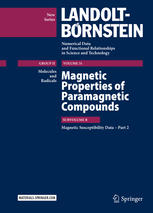 Magnetic properties of paramagnetic compounds : Subvolume B, Magnetic Susceptibility Data - Part 2