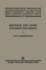 Beiträge zur Lehre von Ding und Gesetz