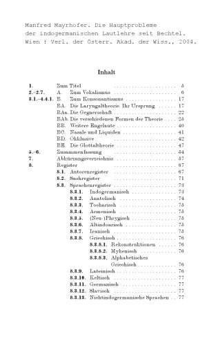 Die Hauptprobleme Der Indogermanischen Lautlehre Seit Bechtel