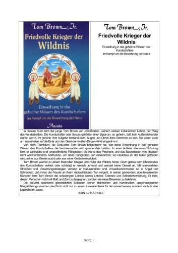 Friedvolle Krieger der Wildnis Einweihung in das geheime Wissen des Kundschafters ; im Kampf um die Bewahrung der Natur