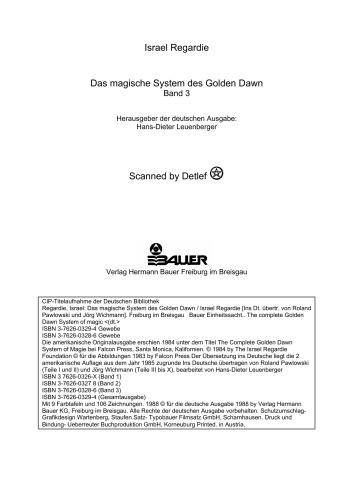 Das magische System des Golden Dawn. 3 (1988).