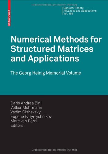 Numerical Methods for Structured Matrices and Applications