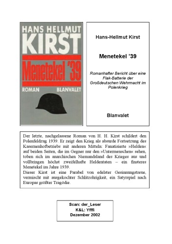 Menetekel '39 : Romanhafter Bericht über eine Flak-Batterie der Grossdeutschen Wehrmacht im Polenkrieg