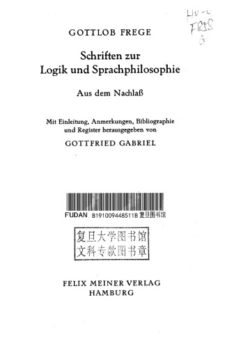 Schriften zur Logik und Sprachphilosophie