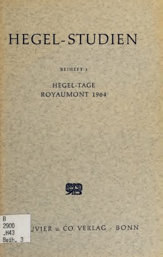 Hegel-Tage Royaumont 1964 Beiträge zur Deutung der Phänomenologie des Geistes