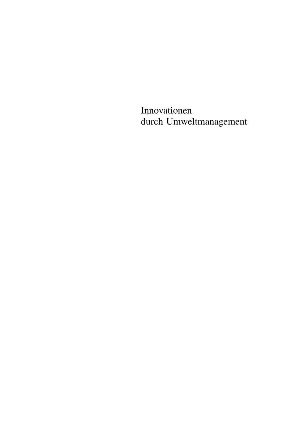 Innovationen Durch Umweltmanagement