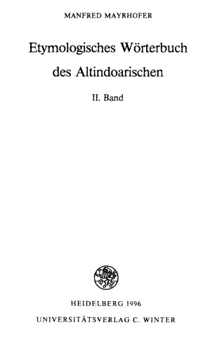 Etymologisches Wörterbuch des Altindoarischen