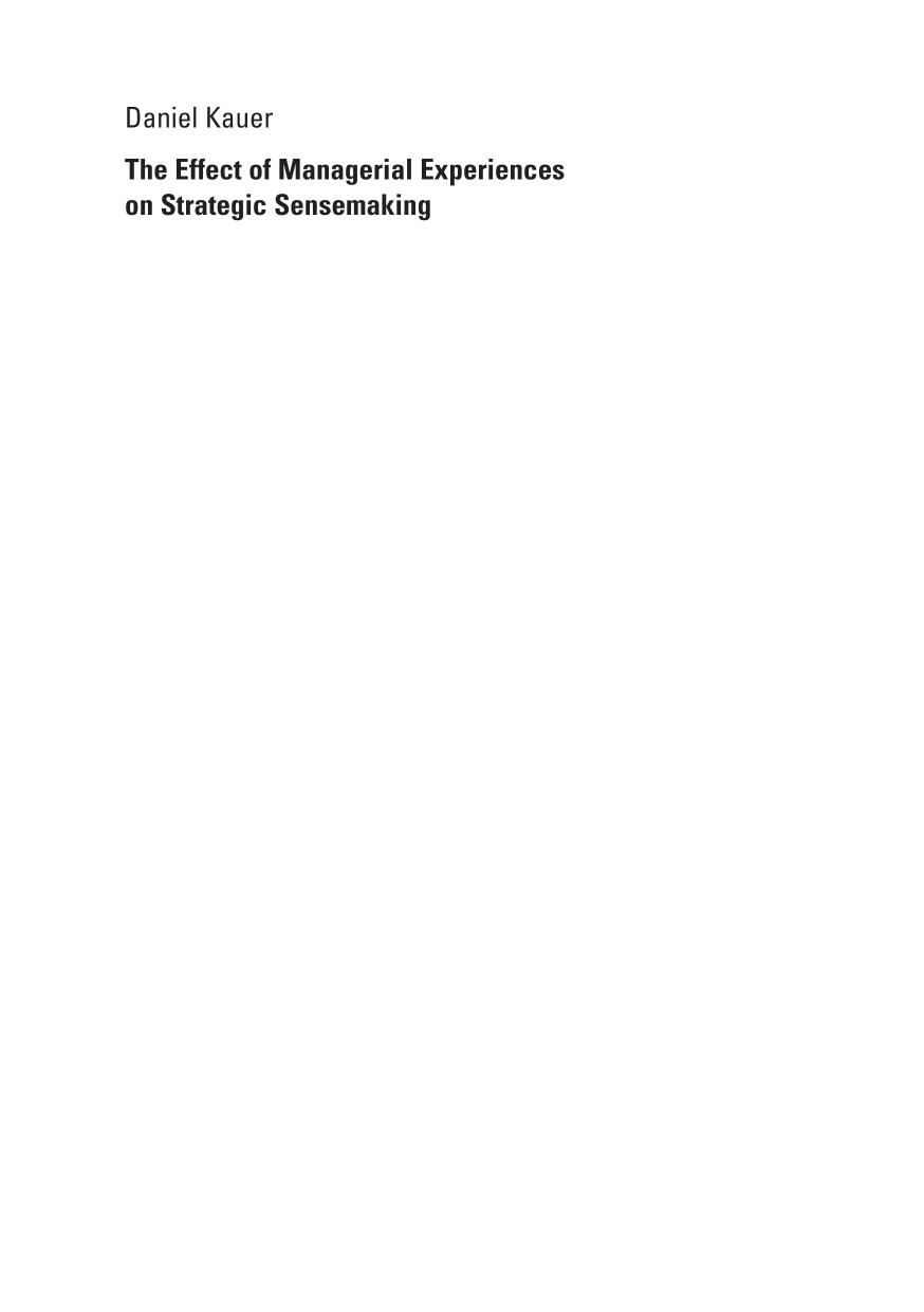 The Effect of Managerial Experiences on Strategic Sensemaking