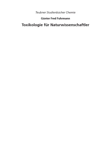 Toxikologie Fur Naturwissenschaftler