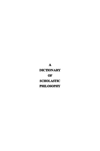 Dictionary of Scholastic Philosophy