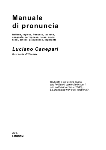 Manuale di pronuncia italiana, inglese, francese, tedesca, spagnola, portoghese, russa, araba, hindi, cinese, giapponese, esperanta