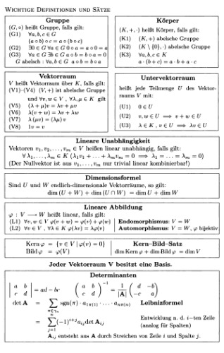 Repetitorium der Linearen Algebra