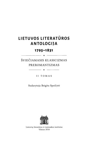 XIX a. lietuvių literatūros antologija (1795-1831), II tomas