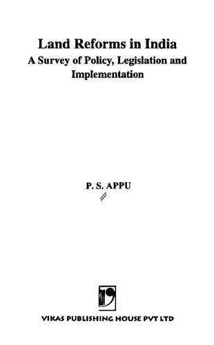 Land reforms in India : a survey of policy, legislation and implementation