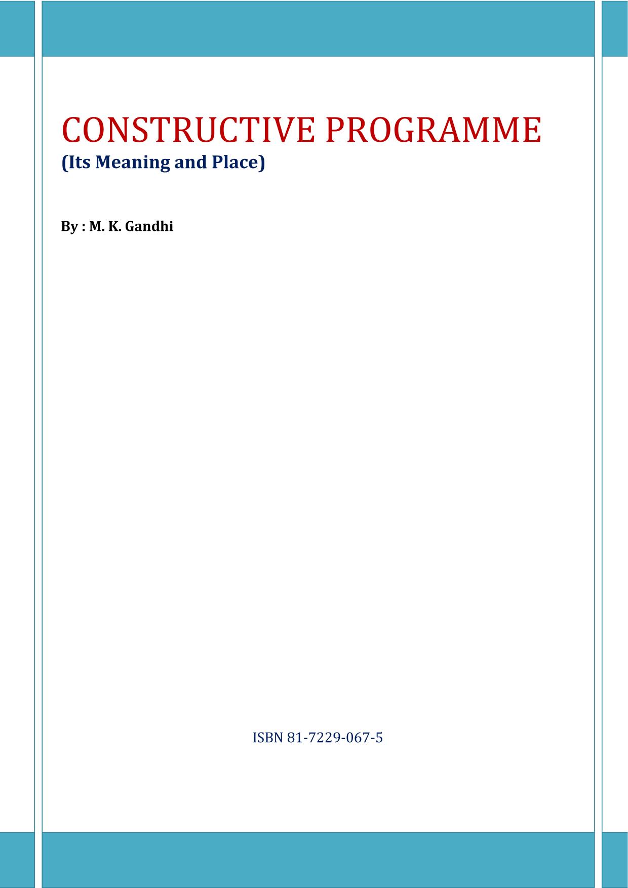 Constructive programme : its meaning and place