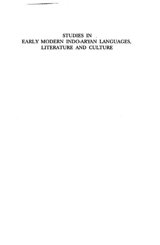 Studies in Early Modern Indo-Aryan Languages, Literature and Culture