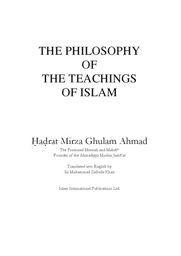 The philosophy of the teachings of Islam