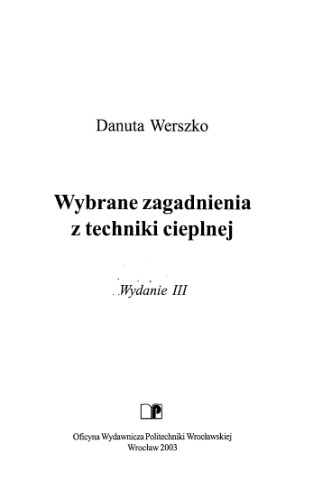 Wybrane zagadnienia z techniki cieplnej