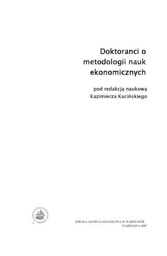 Doktoranci o metodologii nauk ekonomicznych