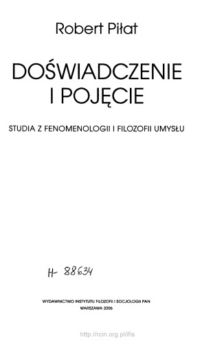 Doświadczenie i pojęcie : studia z fenomenologii i filozofii umysłu