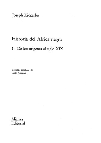 Historia del Africa negra. 1, De los orígenes al siglo XIX