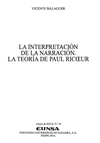 La interpretación de la narración : la teoría de Paul Ricoeur