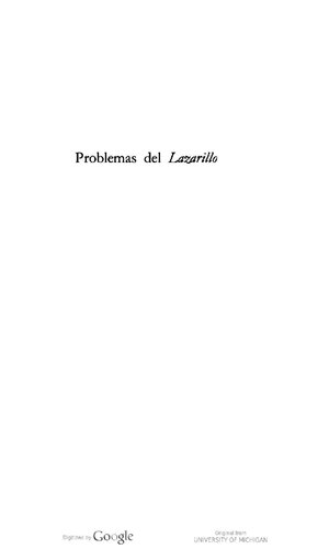 Problemas Del &quot;Lazarillo&quot; / &quot;Lazarillo&quot; Problems (Critica Y Estudios Literarios) (Spanish Edition)