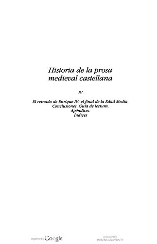 Historia de La Prosa Medieval Castellana