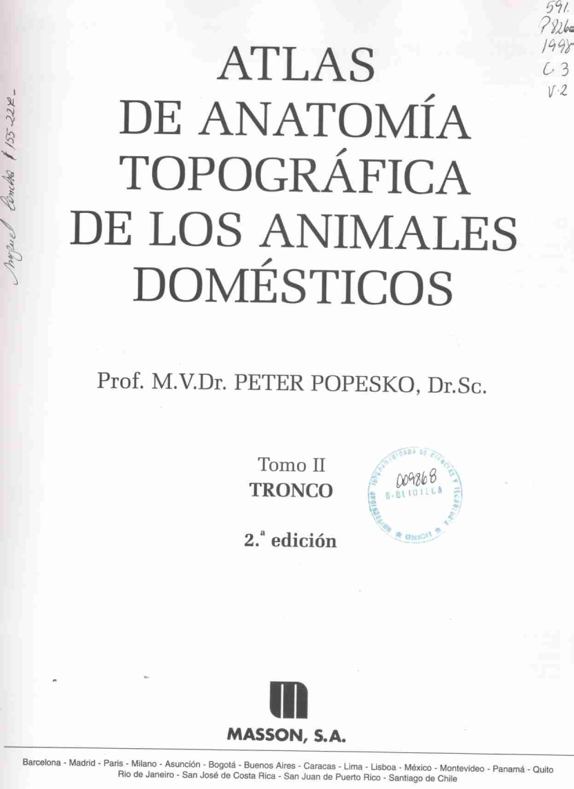 Atlas de anatomía topográfica de los animales domésticos