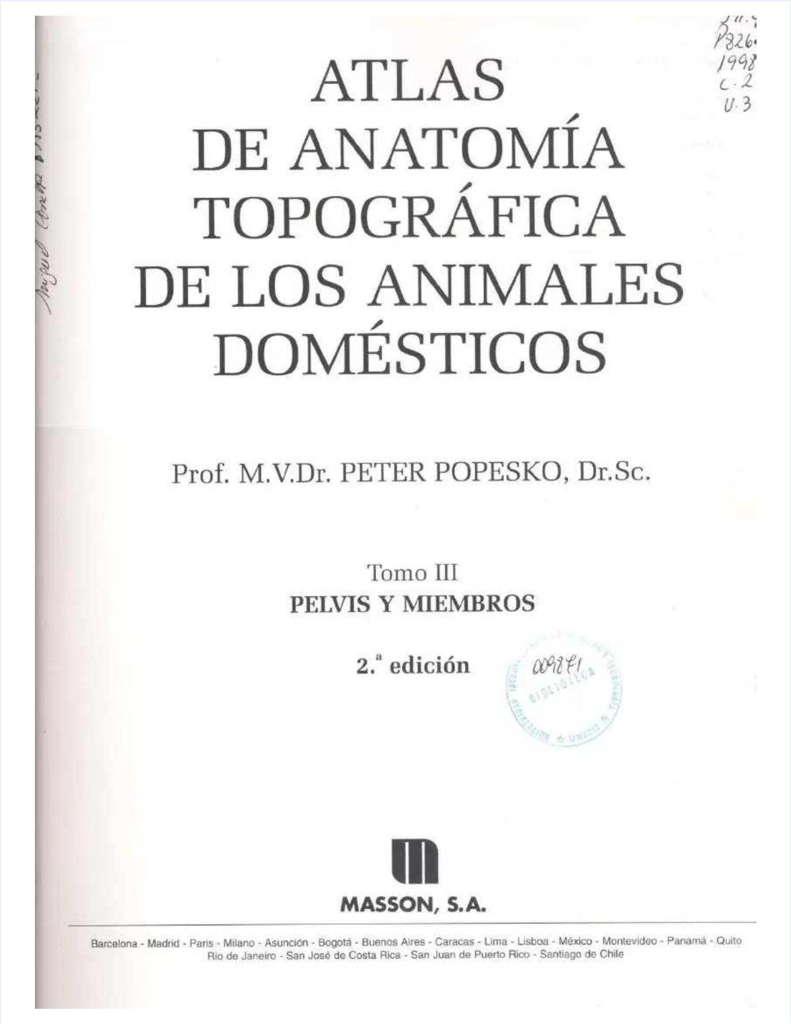 Atlas de anatomía topográfica de los animales domésticos