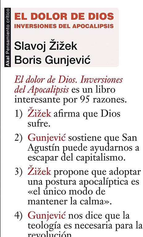 El dolor de Dios: Inversiones del Apocalipsis (Pensamiento cr&iacute;tico) (Spanish Edition)