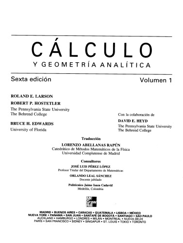 Calculo   Geometria Analitica 6b* Ed. Vol. 1 (Spanish Edition)