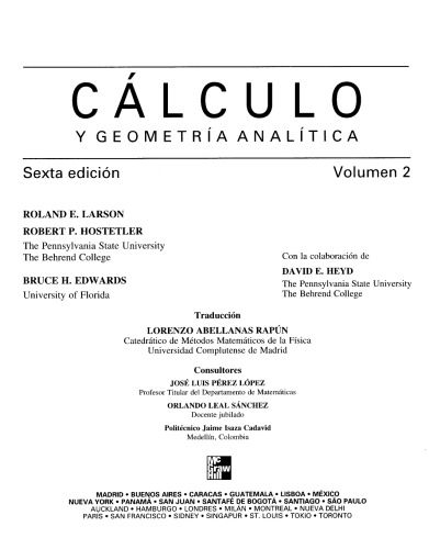 Calculo   Geometria Analitica, Vol. 2 / Calculus Analytical Geometry