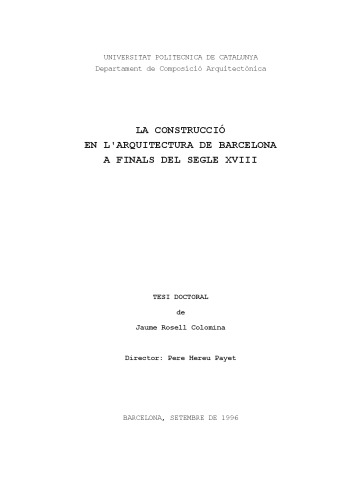 La Construcció en l'arquitectura de Barcelona a final del segle XVIII