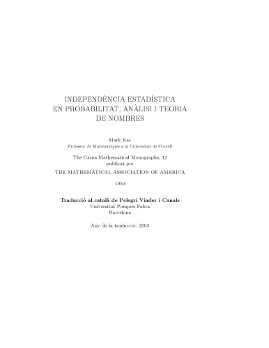 Independència estadística en probabilitat, anàlisi i teoria de nombres