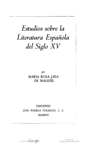 Estudios Sobre La Literatura Espanola Del Siglo Xv (Coleccion Ensayos) (Spanish Edition)