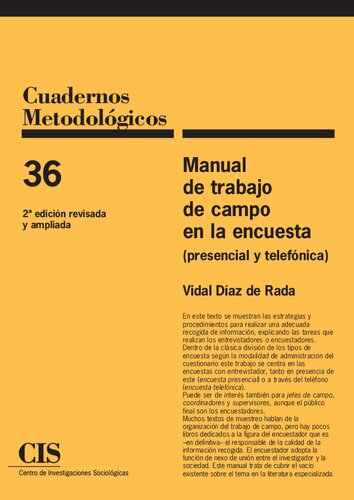 Manual de trabajo de campo en la encuesta : (presencial y telefónica)