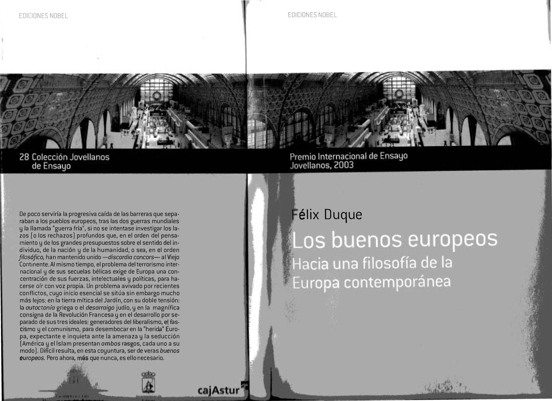 Los buenos europeos. Hacia una filosofía de la Europa contemporánea