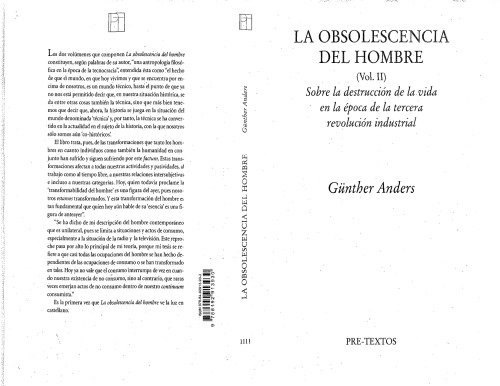 OBSOLESCENCIA DEL HOMBRE VOL II, LA. SOBRE LA DESTRUCCION DE LA VIDA EN LA EPOCA