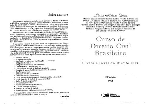 Curso de Direito Civil Brasileiro, Vol. 1: Teoria Geral do Direito Civil